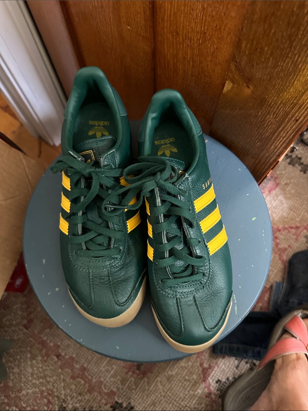 adidas Kids Dark Green & Yellow Athletic Sneakers